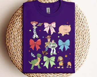 Koszulka Coquette Bows Watercolor Disney Toy Story, koszulka Pixar Toy Story, koszulka Woody Jessie Buzz Alien Rex, pasująca rodzinna wycieczka Disneyland