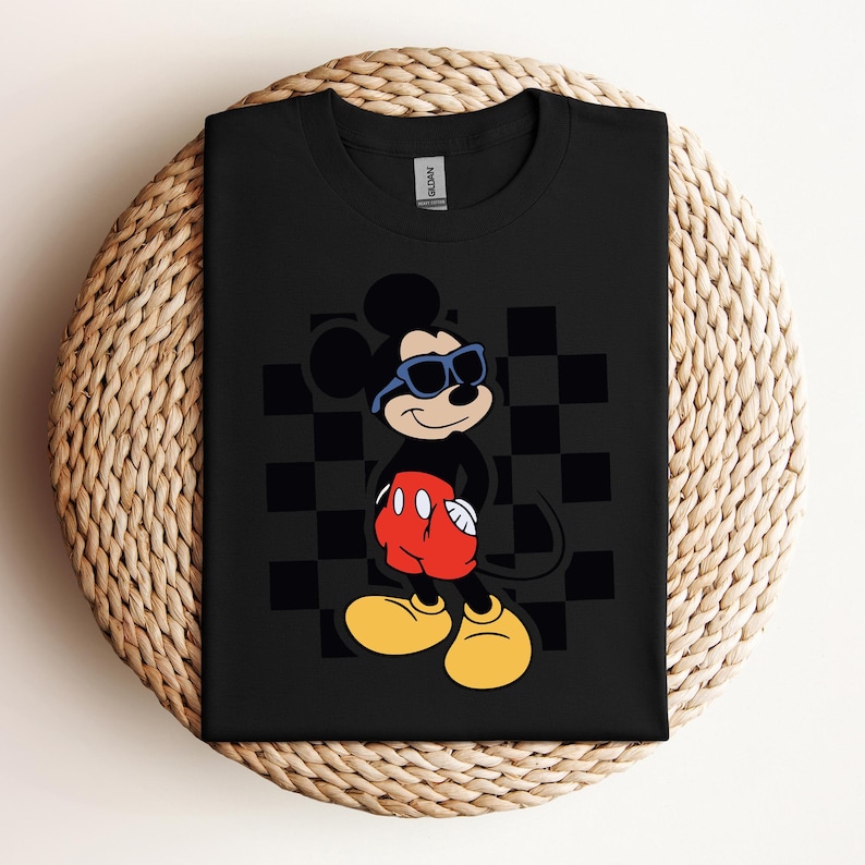 Camisa de óculos de sol de praia xadrez Mickey Mouse, camisa infantil Mickey, camisa juvenil Disney, camisa infantil Disney para meninos, camisa infantil Disney Brother Sister imagem 5