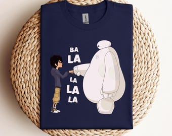 Baymax and Hiro Hamada Fist Bump Ba La La La La T-Shirt, Disney Big Hero 6 Matching Tee, WDW Magic Kingdom Disneyland Family Vacation Gift