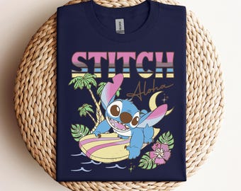 T-shirt Disney Stitch Aloha Tropic Surf, magliette Disney Stitch, maglietta Aloha Lilo & Stitch, magliette Tropical Surfing, maglietta Disney Summer Holiday
