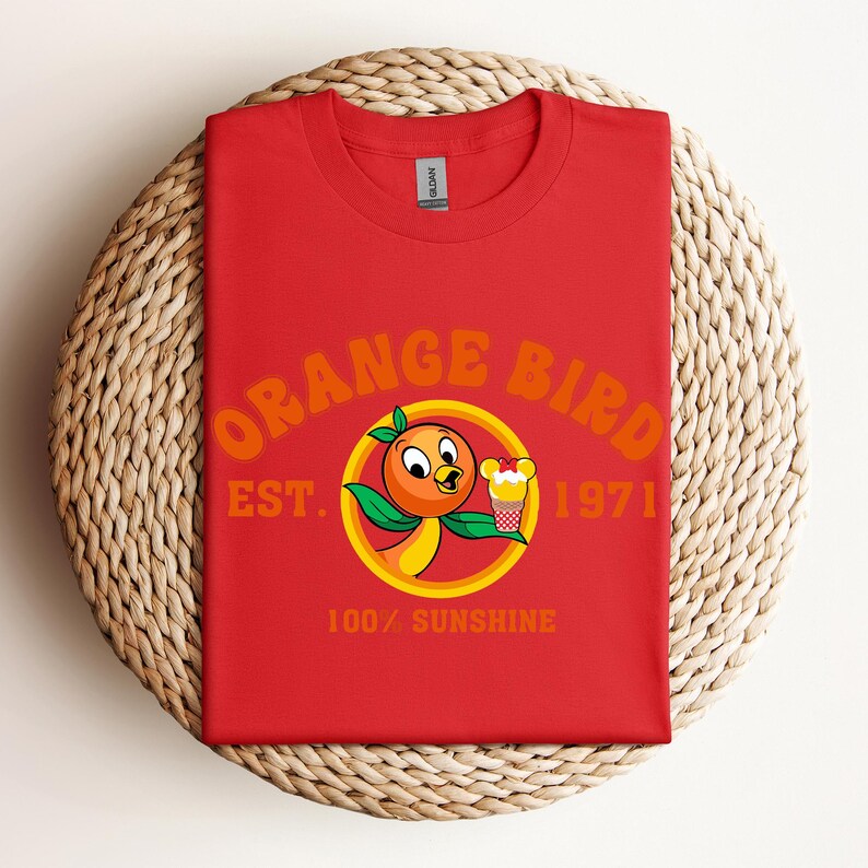 Orange fågelsolskjorta, orange fågelskjorta, orange fågelresaskjorta, semesterskjorta, orange fågeltröja från Disneyland, fågeltröja från Disneyland bild 5