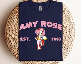 Amy Rose Sonic the Hedgehog Anime T-Shirt - Acid Wash Oversize Tee, Sonic the Hedgehog, Shadow the Hedgehog, Perfect Gift for Him