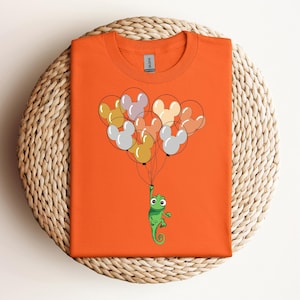 Disney Pascal with Mickey Balloon Shirt, Cute Pascal Rapunzel T-Shirt, Disneyland Family Vacation Shirt, Disney Matching Birthday Gift Tee