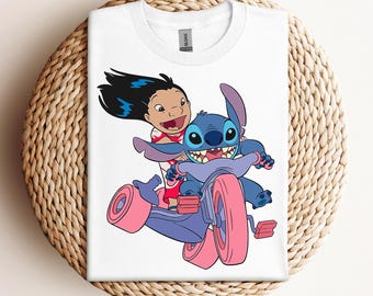 Disney Lilo And Stitch Bike Adventure Graphic Shirt, Disneyland Family Matching Shirt, Magic Kingdom Tee, WDW Epcot Theme Park