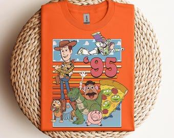 Camiseta colorida retrô Toy Story 95 da Disney, camiseta Toy Story, camiseta combinando da família Disney, trajes para viagem à Disneylândia