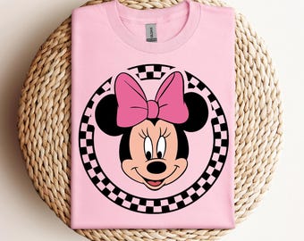 Camiseta de Minnie Mouse, Camisetas retro de Disney, Camisa de cuadros de Minnie, Camisetas de regalo de Disney, Camisetas Disney para mujer, Camisetas Disney