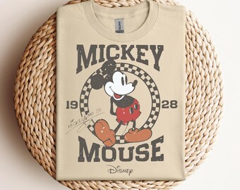 Comfort Colors® Vintage Mickey Mouse Shirt, Disney Mickey 1928 T-Shirt, Retro Mickey Shirt, Disney Trip Shirt, Checkered Mickey Shirt