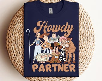 Camisetas Toy Story Howdy Partner, Camiseta Disneyland, Camisetas Disney World Family, Camiseta Western Toy Story Friends, Camiseta Toy Story Land
