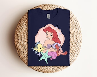 Camiseta de Ariel La Sirenita de Disney, camiseta de Ariel Sirena, camiseta de Princesa Disney, camiseta retro vintage de Ariel, camiseta de Ariel Flounder