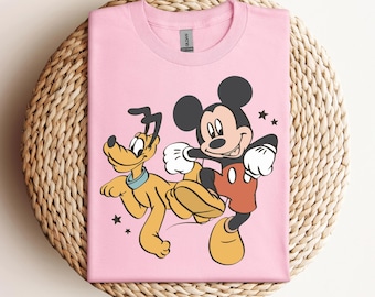 Disney Mickey And Friends Retro T-shirt, Mickey Mouse, Pluto Dog Shirts, Birthday Gift Tee, Disneyworld Shirt, Disneyland Family Trip Shirt