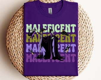 Camiseta retro de Maléfica con póster de villanos de Disney, Bella Durmiente, colores cómodos, Disneyworld
