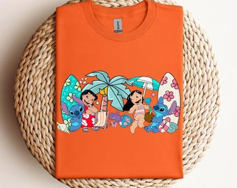 Camiseta de verano de Lilo y Stitch, divertida camiseta de Stitch, Lilo y Stitch, camiseta de Stitch de Disney, verano, vacaciones familiares de Disney