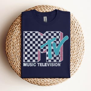 MTV Checkered Distressed Retro Logo Graphic T-shirt, Music Television MTV Logo Tee, MTV Logo T-shirt, Disneyland Family Matching Shirts