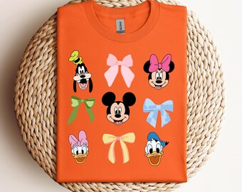 Comfort Colors Mickey Friends Tee, Minnie Bow Coquette, Womens Disneyworld T-shirt, Bow Pluto Daisy Donald Shirt, Cute Disney Top Shirt