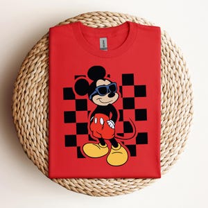 Camisa de óculos de sol de praia xadrez Mickey Mouse, camisa infantil Mickey, camisa juvenil Disney, camisa infantil Disney para meninos, camisa infantil Disney Brother Sister imagem 2