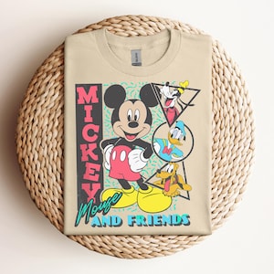 Retro Disney 90&#39;s Mickey & Friends-shirt, Mickey Mouse, Donald Duck, Pluto, Goofy T-shirt, Mickey and Friends Group-T-shirt, Disney-gezinsuitje