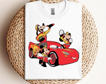 Maglietta Disney Cars, maglietta Saetta McQueen, maglietta Disneyland Tow Mater, maglietta Topolino e McQueen, maglietta Pippo, maglietta Disney Mickey Friends