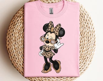 Disney Mickey And Friends Minnie Mouse Leopard Bow and Leopard dress shirt, Disney Mickey and Friends shirt, Disneyland Family Party Gift