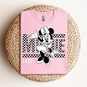 Disney Minnie Shirt, Minnie T Shirt, Minnie 1928 Shirt, Checkered Minnie Shirt, Checkered Disney Shirt, Retro Disney Shirt