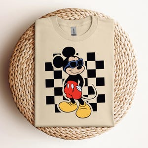 Camisa de óculos de sol de praia xadrez Mickey Mouse, camisa infantil Mickey, camisa juvenil Disney, camisa infantil Disney para meninos, camisa infantil Disney Brother Sister imagem 3