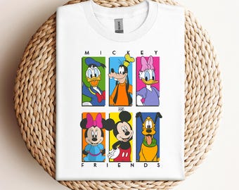 Retro Disney Mickey And Friends T-shirt, The Gang Friends Group Shirts, Disneyland Family Trip Shirt, Disneyworld Shirt, Birthday Gift Tee