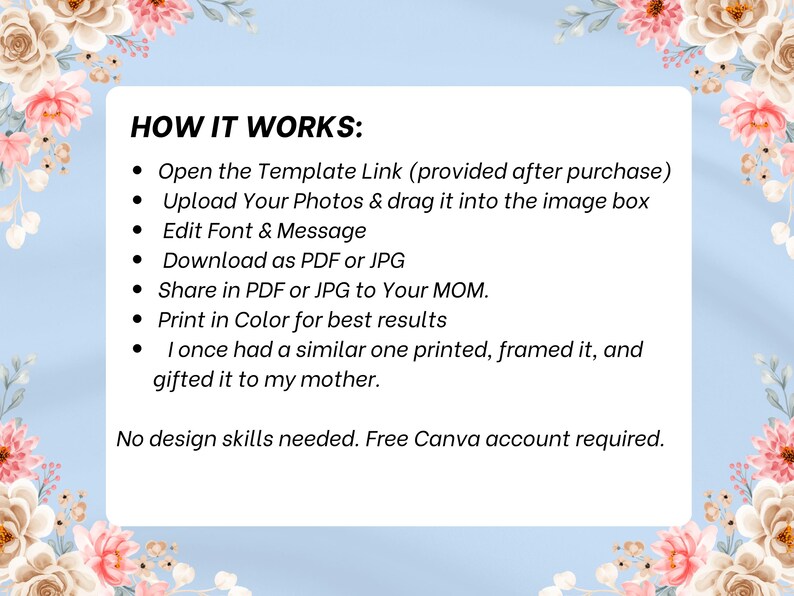 Editable Mothers Day Card & Wall Art | Canva Template | Printable ...