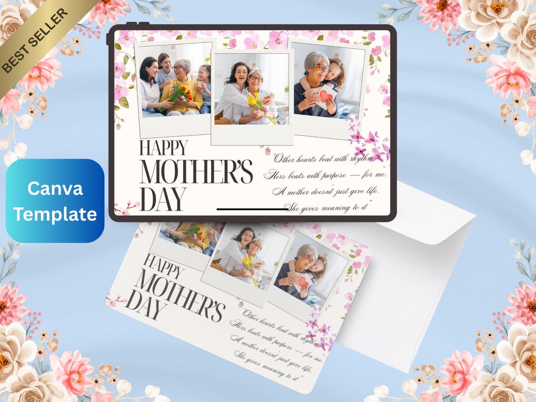 Editable Mothers Day Card & Wall Art | Canva Template | Printable ...