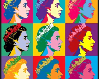 Queen Elizabeth II Pop Art Poster: Andy Warhol Style (Digital Download)