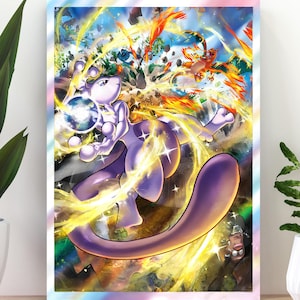 Mewtwo VStar Crown Zenith poster digitale download afdrukbare muurkunst Pokemon muur decor Pokemon kaart zonder tekst afdrukken Anime art print