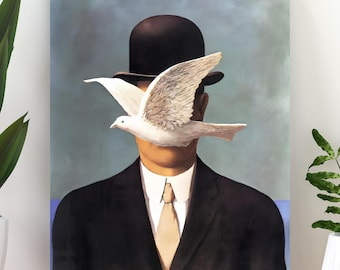Estampe René Magritte : Homme à la colombe Art surréaliste (téléchargement numérique)