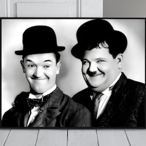 Laurel and Hardy poster Digital download Printable wall art Stan Laurel and Oliver Hardy print Classic Hollywood comedy duo poster