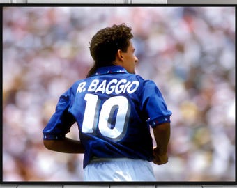 ロベルト・バッジョ イタリア代表サッカーポスター：ミニマリスト