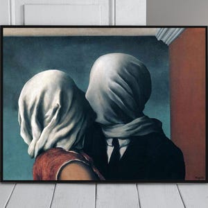 The Lovers René Magritte Digital download Druckbare Wandkunst Surrealistische Kunstdruck Liebende küssende Plakat Romantisches Wanddekor