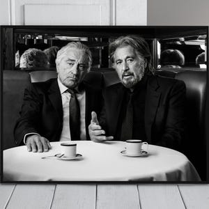Robert De Niro und Al Pacino Plakat Digitaler Download Druckbare Wandkunst Hollywood-Legenden Wanddekor Schwarzweißdruck Kino Kunstdruck