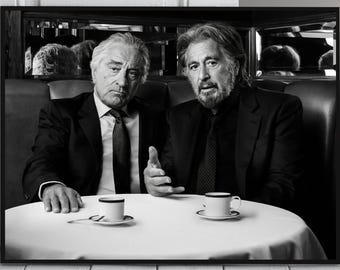 Robert De Niro und Al Pacino Plakat Digitaler Download Druckbare Wandkunst Hollywood-Legenden Wanddekor Schwarzweißdruck Kino Kunstdruck