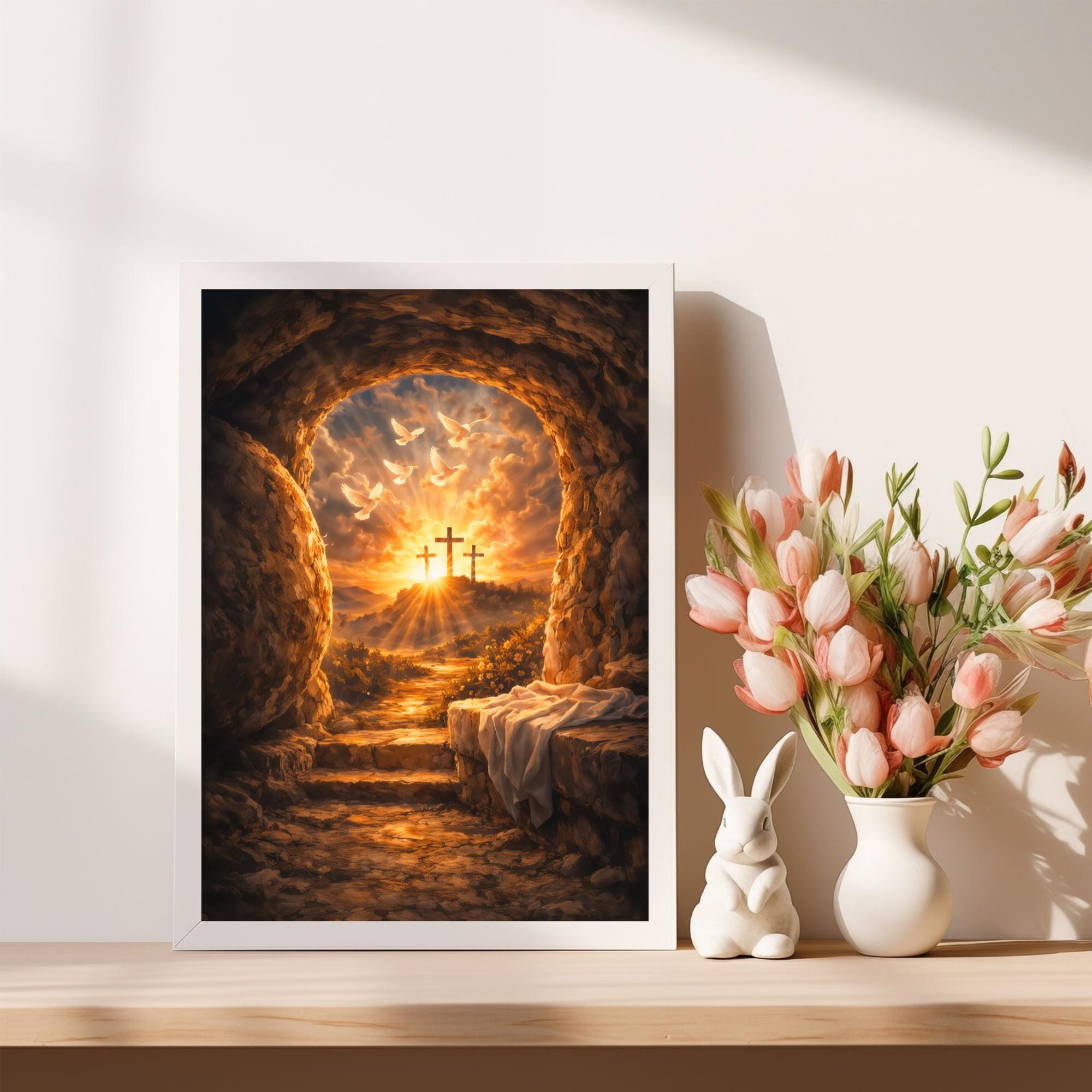 Empty Tomb He is Risen Jesus Resurrection Christian Easter Wall Art ...