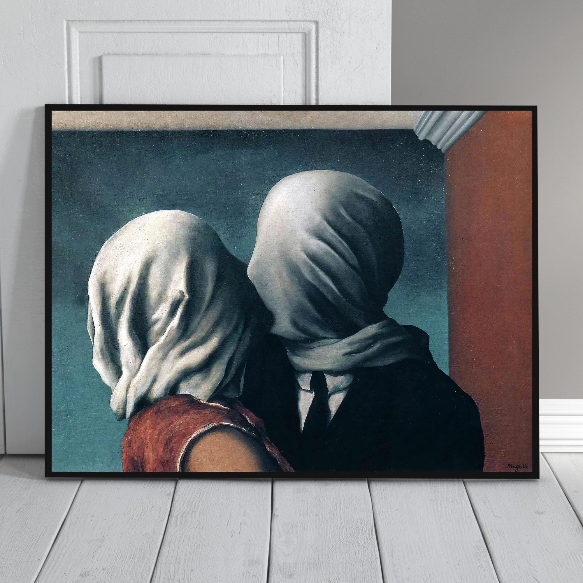 Impression René Magritte The Lovers : art mural surréaliste romantique (téléchargement numérique)