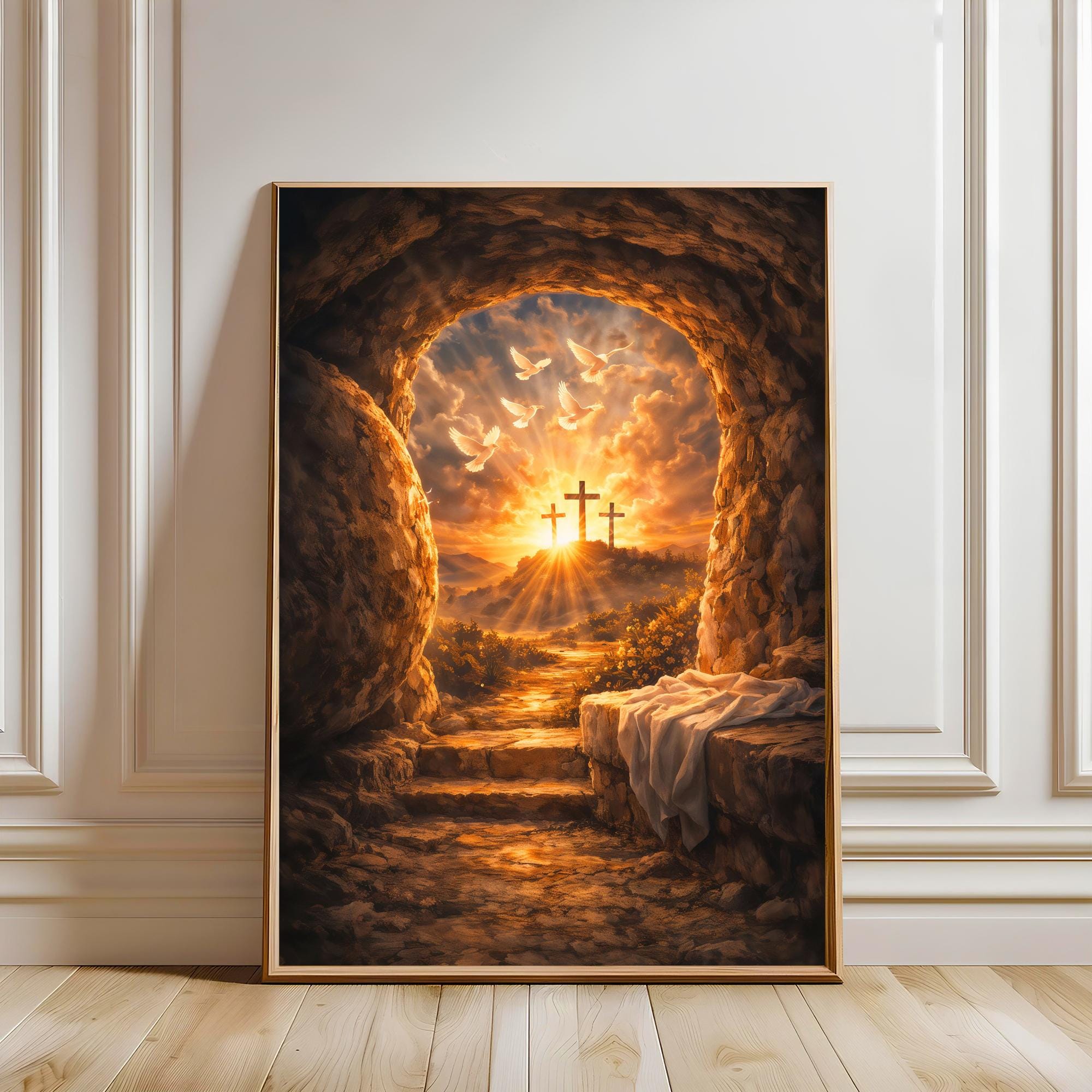 Empty Tomb He is Risen Jesus Resurrection Christian Easter Wall Art ...