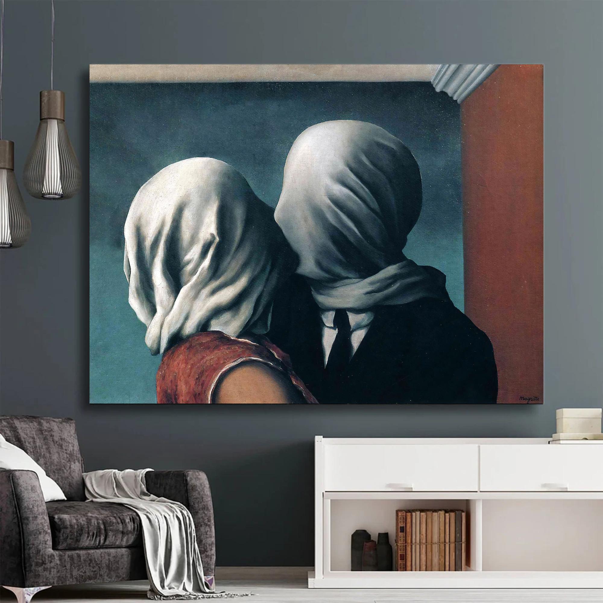René Magritte the Lovers Print: Surrealist Romantic Wall Art
