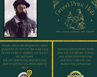 クロード・モネの自画像プリント：ヴィンテージ・フランス印象派