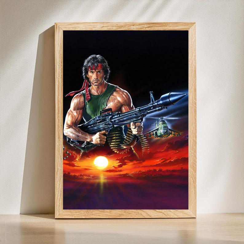 John Rambo Poster First Blood Part II 80s Action Movie Wall Art ...