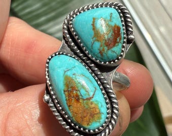 Royston Turquoise ring, natural, size 7, 925 sterling silver, handmade
