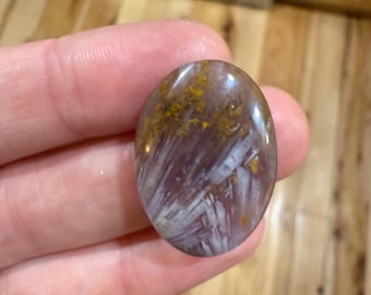 Sagenite Agate Cabochon, handmade