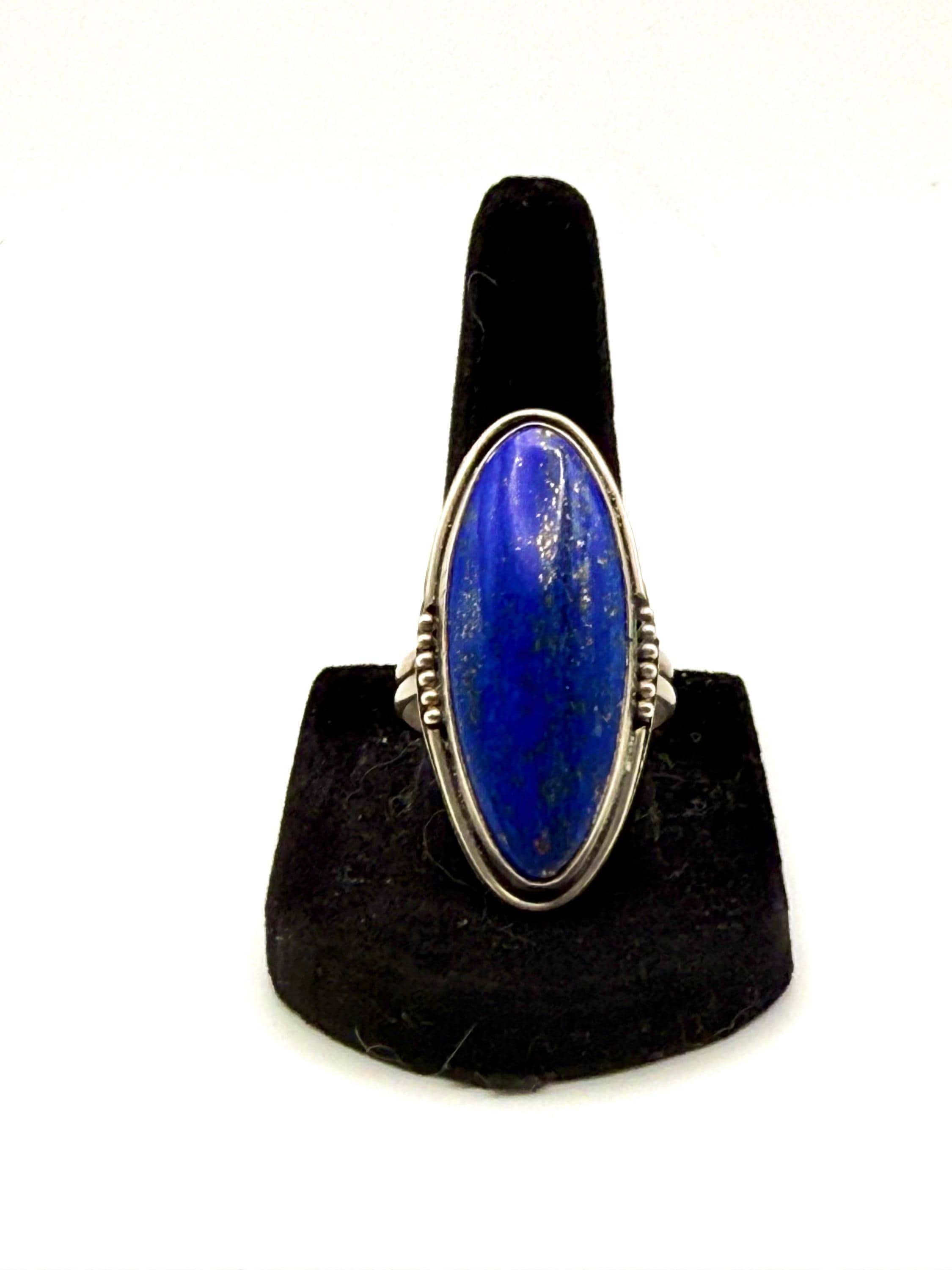 Size 11 Lapis Lazuli Ring, Natural, 925 sterling silver, handmade