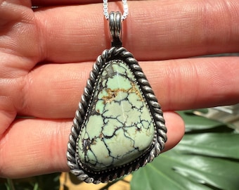 Natural Saguaro Variscite Pendant, 925 sterling silver. handmade jewelry