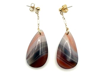 Swazi Rose agate earrings, natural, solid 18K gold