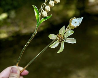 Lily Flower Hair Fork,Lily of the Valley Hair Stick,Elegant Floral Hair Pin,Fairycore Hair Accessories,Wedding Hair Jewelry,Gift for Her