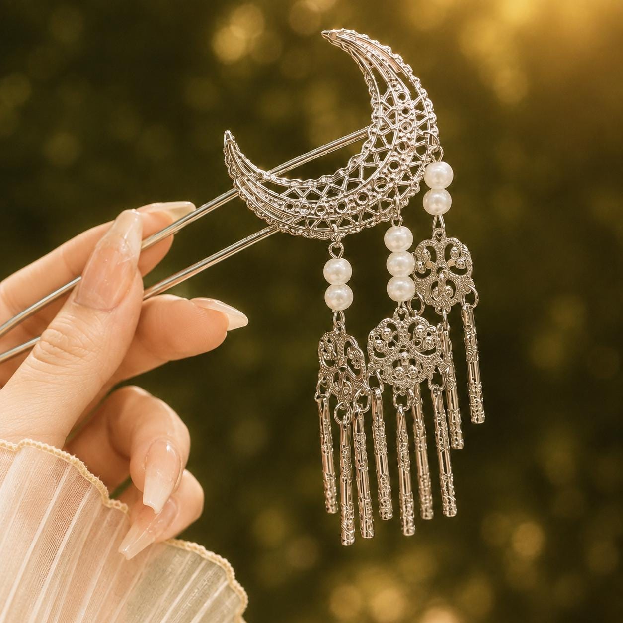 Moon Hair Fork Silver - Etsy