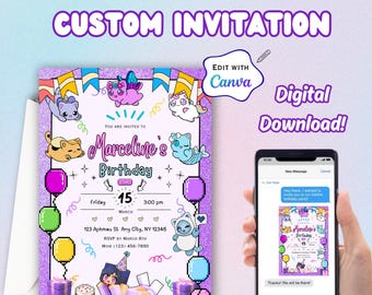 Aphmau Friends Editable Printable Birthday Party Invitation, Editable in Canva, Birthday Invitation, Digital Invitation, Popular Show, Kids