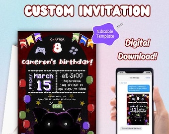 Cat Nap Boys Girls Editable Printable Birthday Party Invitation, Editable in Canva, Birthday Invitation, Digital Invitation, popular